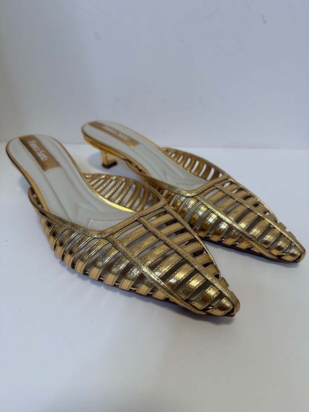 Franco Sarto Marlina Mule Gold Kitten Heel